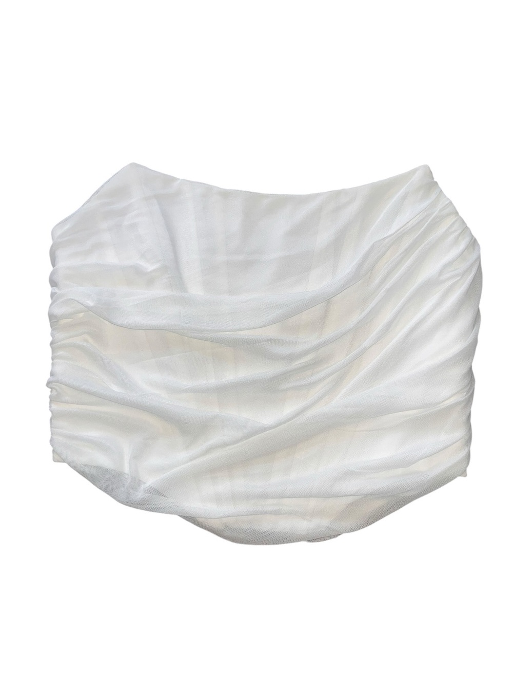 White Draped Strapless Bustier Top